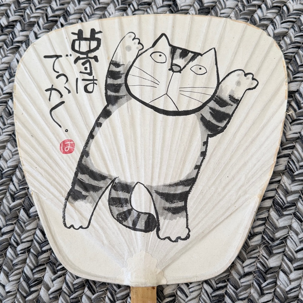 Cute Japanese Cat Calligraphy Fan Artisan